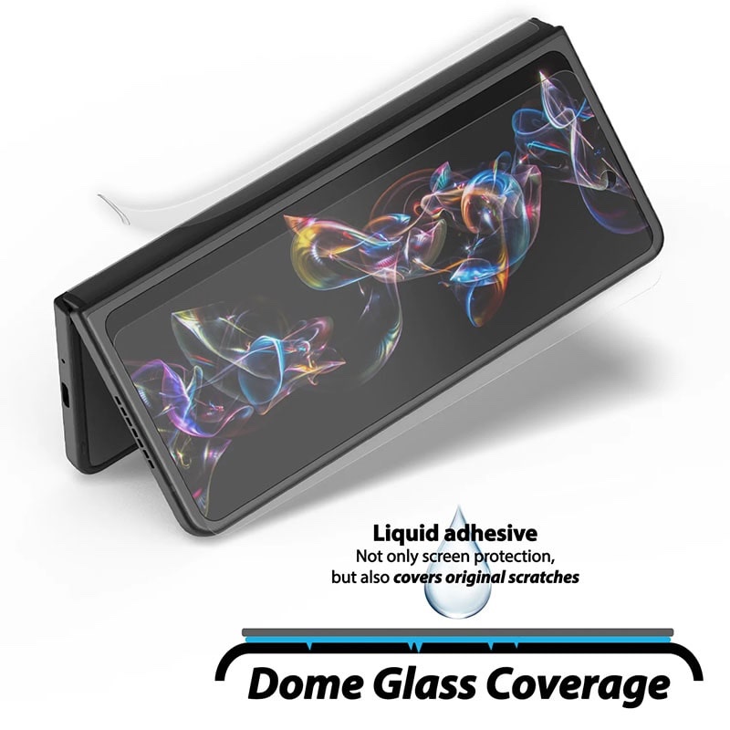 Whitestone Dome Glass For Galaxy Z Fold 4 Full Tempered Glass Shield with Liquid Dispersion Tech [Install Kit] Smart Phone Screen Guard - Pack of 2 with UV