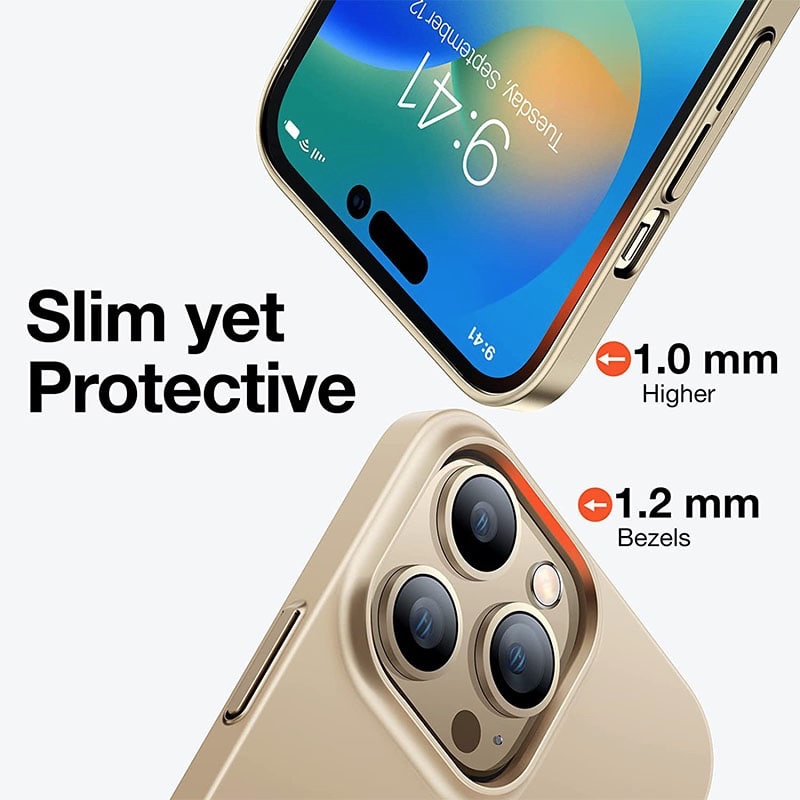 Torras Decency Series Phone Case for iPhone 14 Pro Max 6.7 Inch - Gold