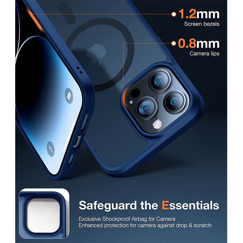 Torras Magnetic Guardian Series Phone Case for iPhone 14 Pro Max 6.7 Inch - Navy Blue