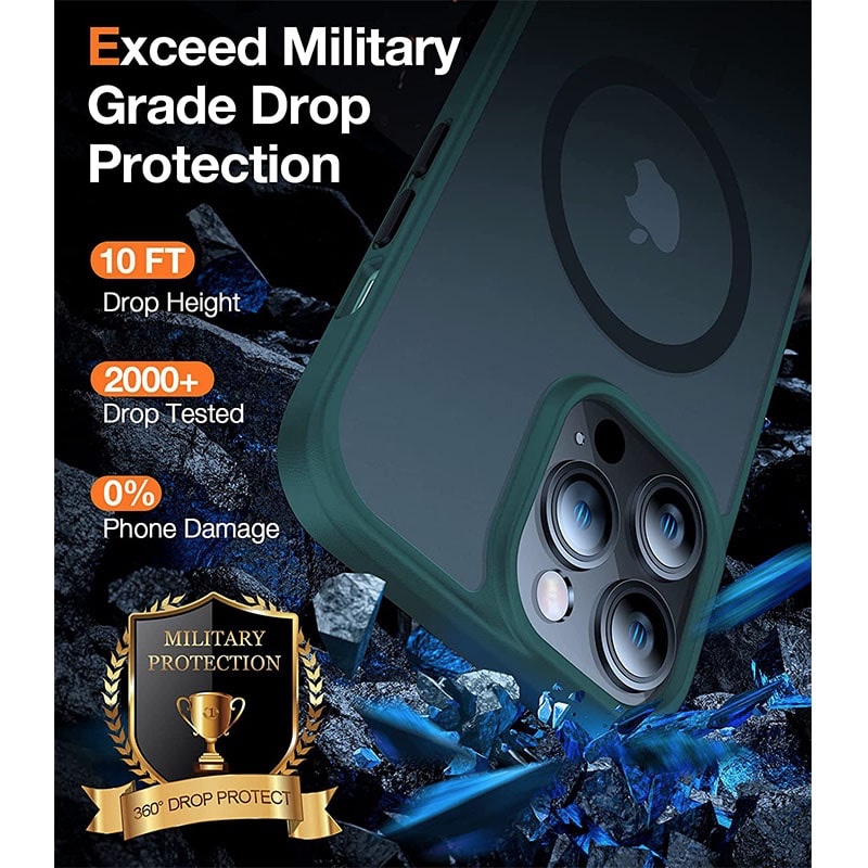 Torras Magnetic Guardian Series Phone Case for iPhone 14 Pro Max 6.7 Inch - Dark Green