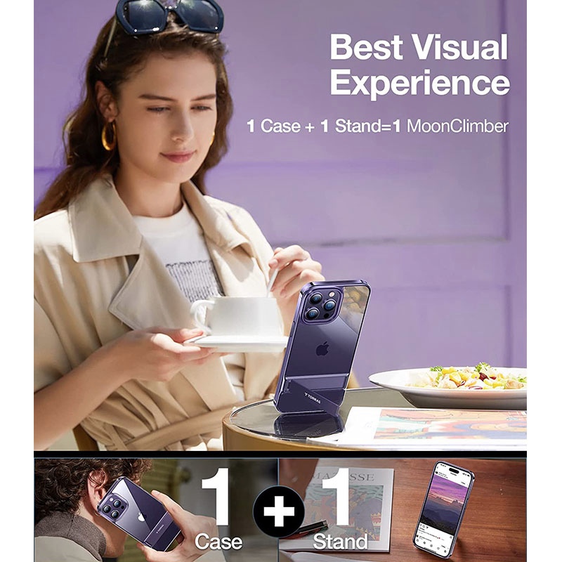 Torras Moon Climber Series Phone Case for iPhone 14 Pro 6.1 Inch - Deep Purple - X003B3N2ZJ