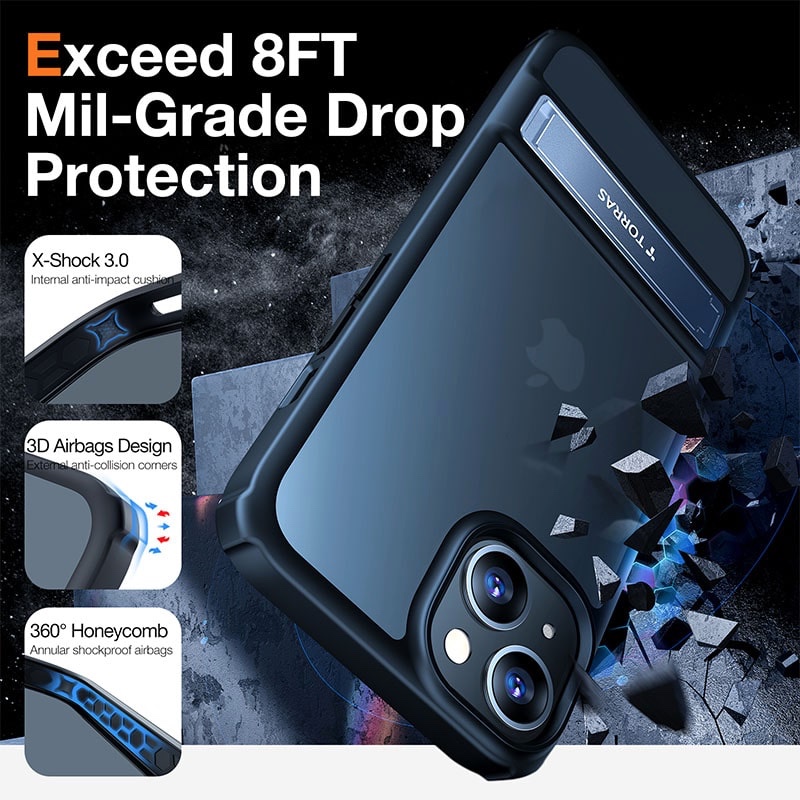 Torras MarsClimber Series Phone Case for iPhone 14 6.1 Ich - Black