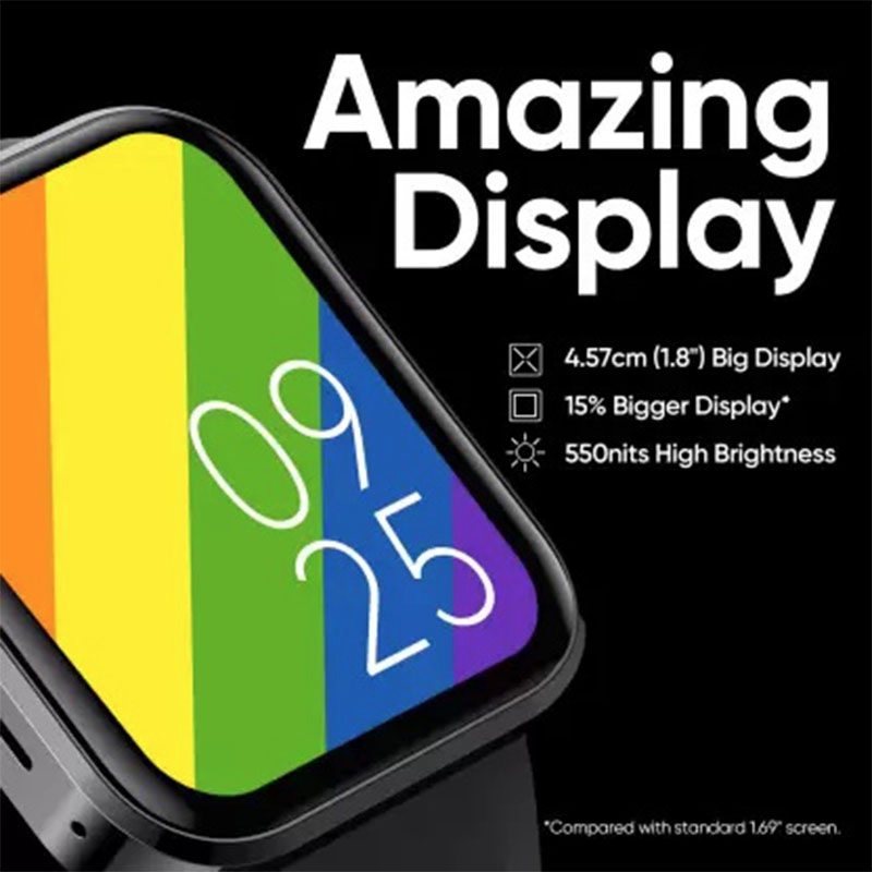 DIZO by realme Techlife Watch D Talk Smart Calling Watch with Big 1.8 Inch Screen - Black