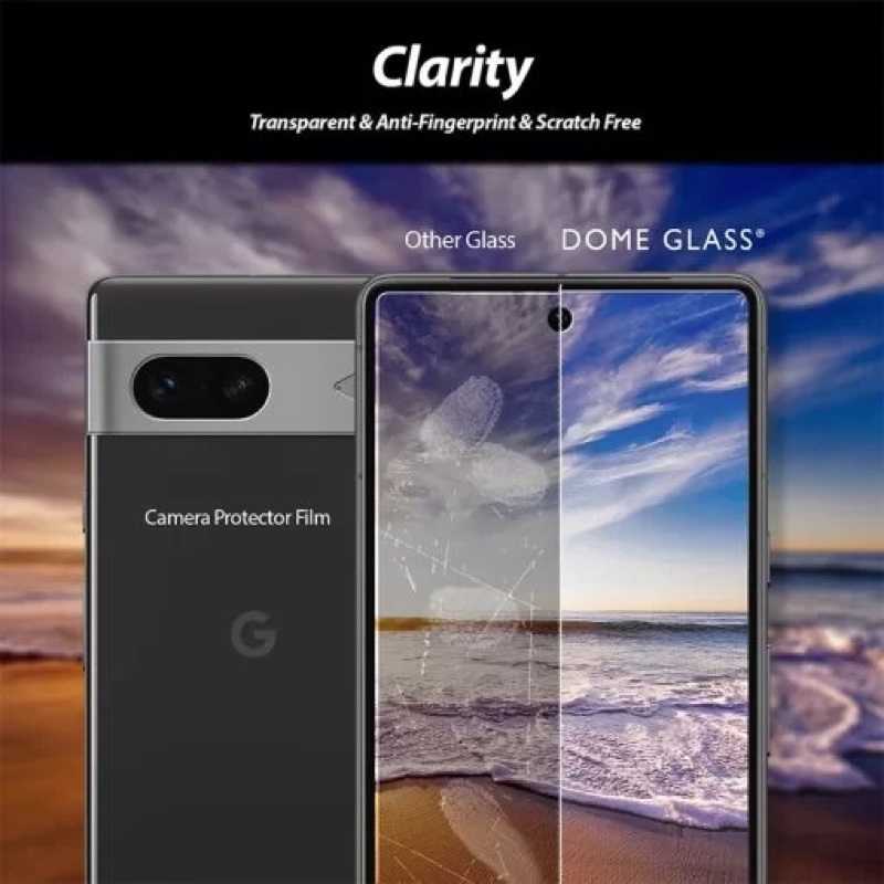 Whitestone Dome Glass For Google Pixel 7 Tempered Glass Screen Protector with 1 Pack of Camera Protector - 2 Pack with UV Kit