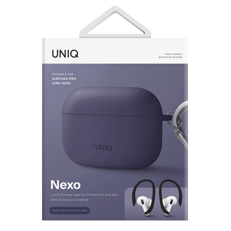 Uniq Nexo Active Hybrid Silicone Case with Sports Ear Hooks For Airpods Pro 2nd Gen. (2022) - FIG (Purple)