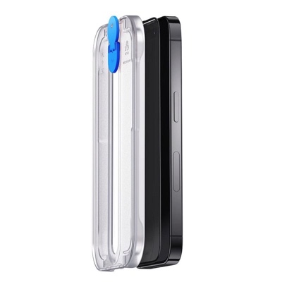Uniq Optix Vivid Pro Full Cover Tempered Glass for iPhone 14 Pro with tray – Clear/Black