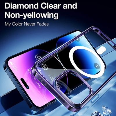 Torras Diamond Clear Magsafe Phone Case for iPhone 14 Pro Max 6.7 – Dark Purple - X003ENYQUL