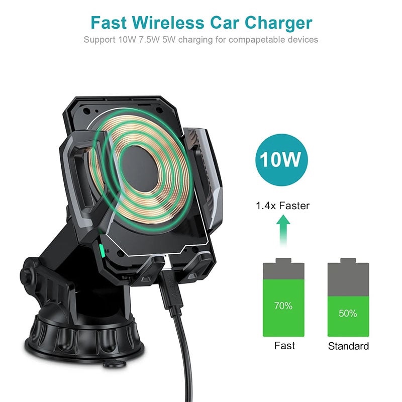 Choetech 15W Fast Wireless Car Charger - Black - T521-F