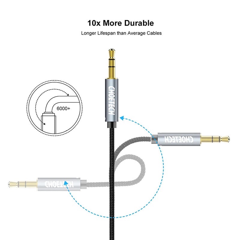 Choetech 3.5mm Male To Male Audio Gold Plated Aux Cable  - AUX002 - Black