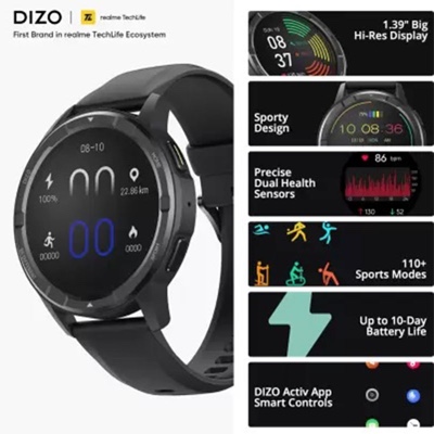 Dizo by Realme Watch R Talk Go Smart Watch - Black
