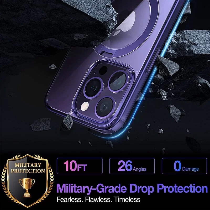 Torras UPRO Ostand Clear Phone Case for iPhone 14 Pro Max - Dark Purple