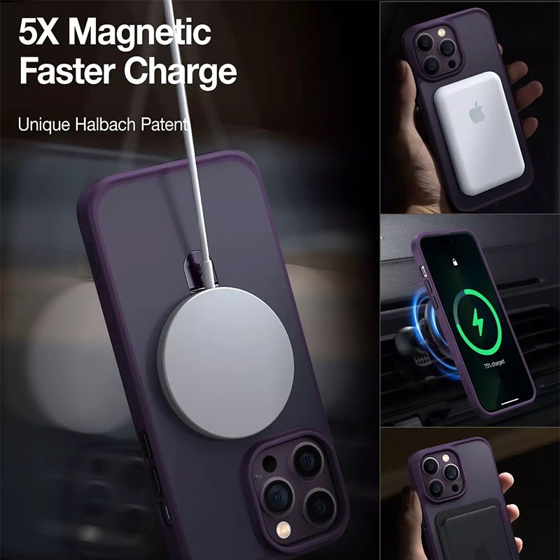 Torras UPRO Ostand Matte Series Phone Case for iPhone 14 Pro Max - Dark Purple