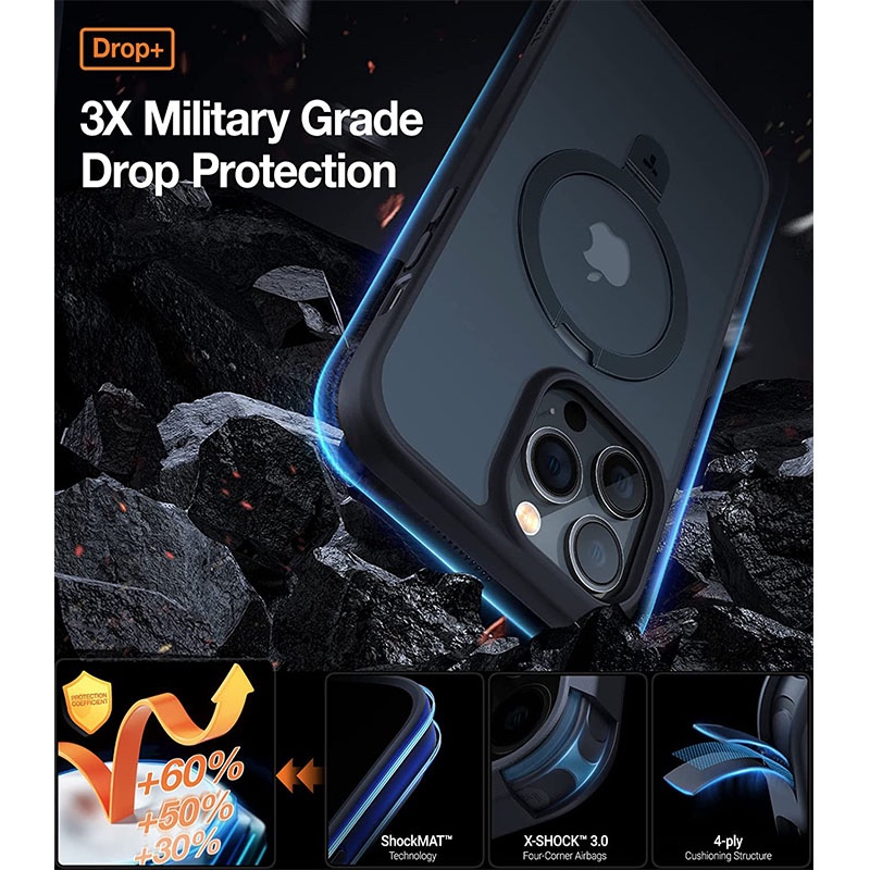 Torras UPRO Ostand Matte Series Phone Case for iPhone 13 Pro - Black