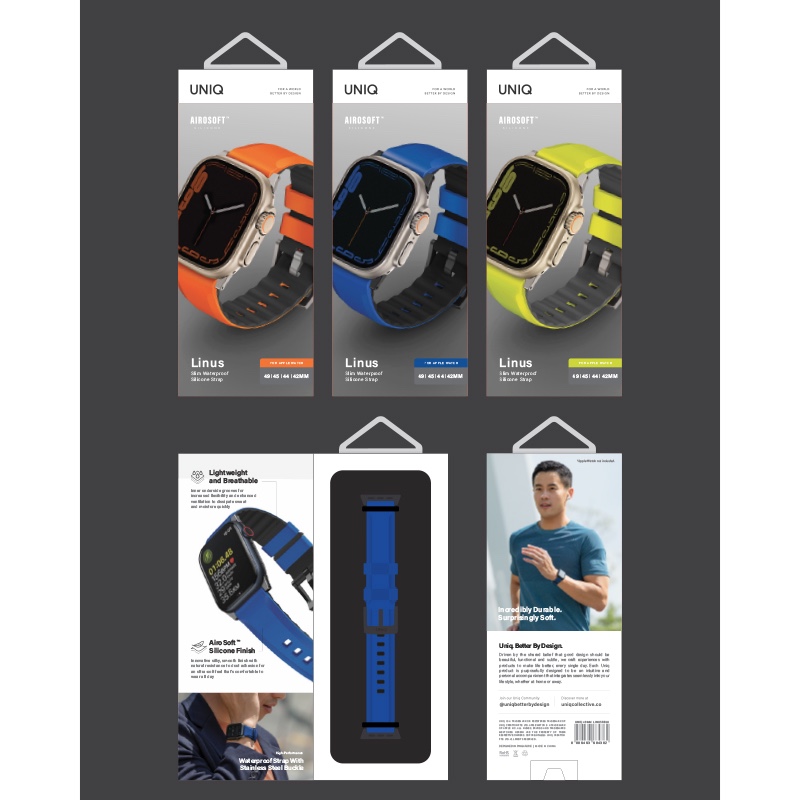 UNIQ Linus Airosoft Silicone Apple Watch Strap for Series 1-10, SE/SE2 & Watch Ultra 49/45/44/46MM – Lime Green