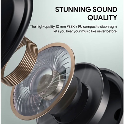 Aukey True Wireless Earbuds with 10mm Driver, 28H Playtime, Bluetooth 5.1, IPX5 Waterproof - (EP-M1S) - Black