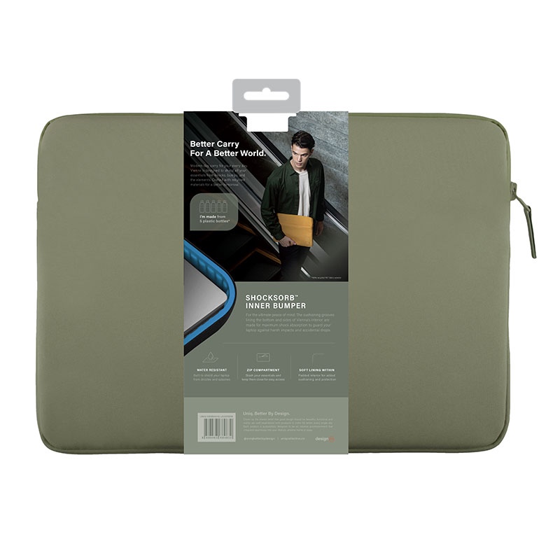 Uniq Vienna Fabric Protective Laptop  Sleeve (Fits upto 14” Devices) – Laurel Green