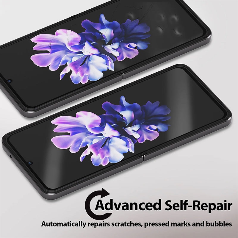 Whitestone Dome [All in One] for Samsung Galaxy Z Flip 5 Front EZ Glass Screen Protector (With Flexible EPU Film, Easy Install Kit) - 2+2 Pack