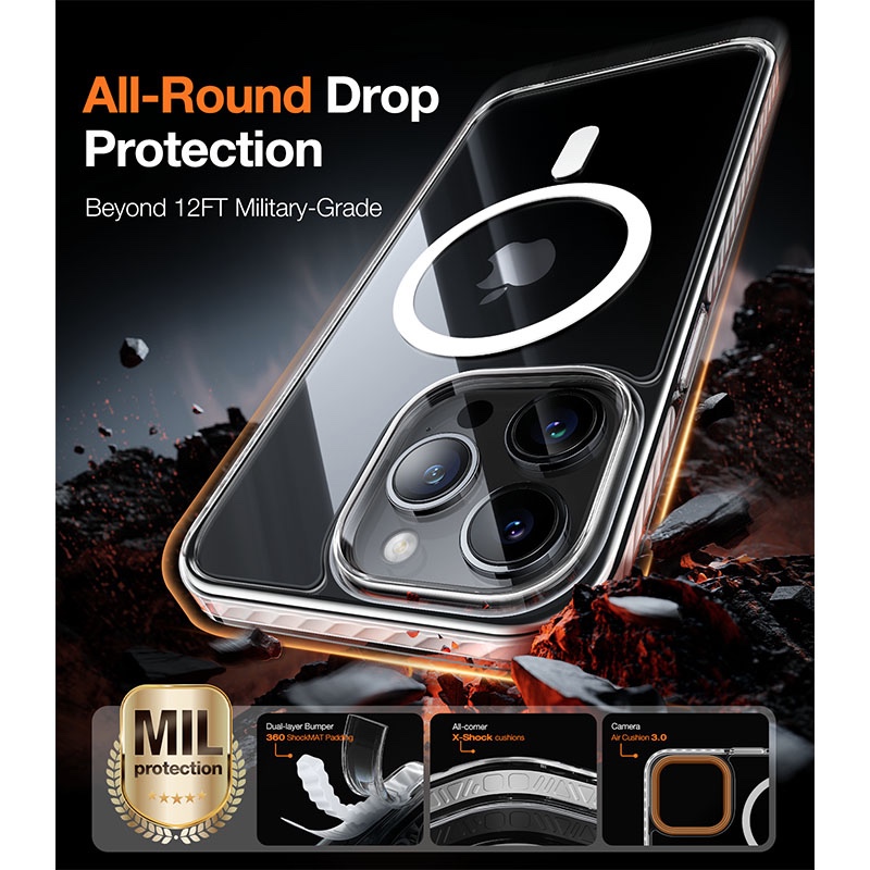 Torras Sparka-Mag Series Magsafe Compatible Phone Case for iPhone 15 Pro Max 6.7? – Clear