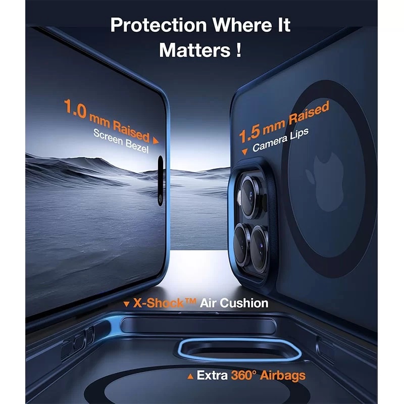 Torras UPRO Pstand Series Magsafe Compatible Phone Case for iPhone 15 Pro Max 6.7? – Navy Blue