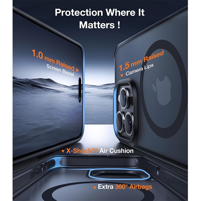 Torras UPRO Pstand Series Magsafe Compatible Phone Case for iPhone 15 Pro 6.1? – Black - X00FX0383