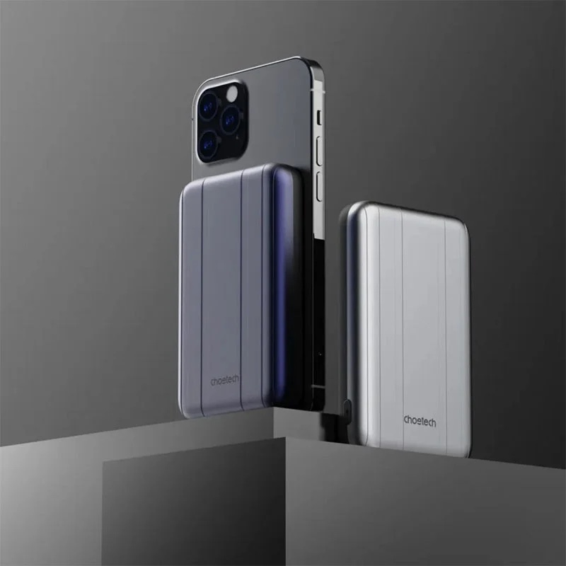 Choetech MagSafe Magnetic 10W 5000 mAh Mini Power Bank - B655 - Silver