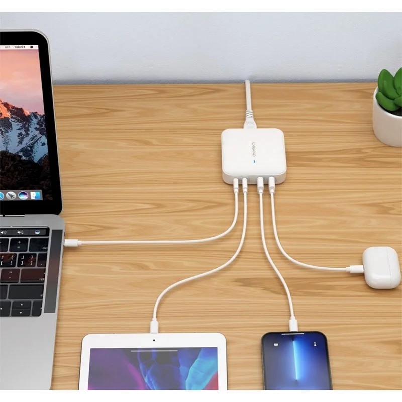Choetech 100W GAN 4 Ports Desktop Charger - PD8008 - White