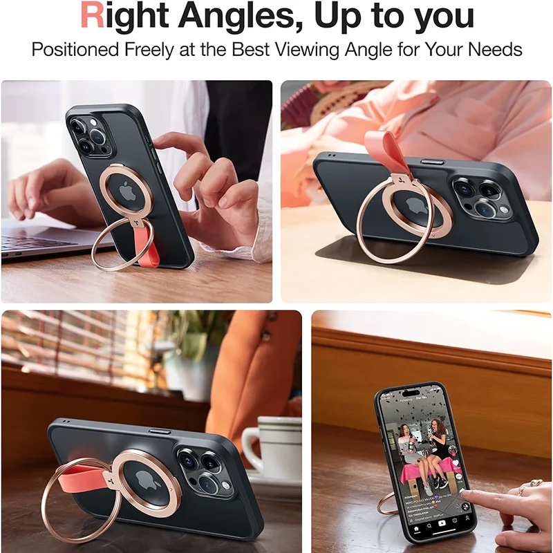 Torras OmniRing Universal Magnetic Phone Grip Holder with Kickstand MagSafe Compatible for Phones - Pink