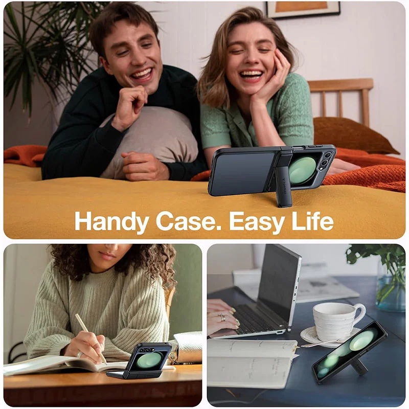 Torras Armor Stand Series Phone Case for Samsung Galaxy Z Flip 5 – Black