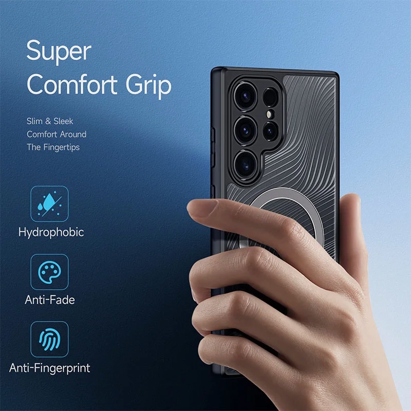 Aimo Mag Series Phone Case for Samsung Galaxy S24 Ultra (MagSafe Compatible) - Transparent Black