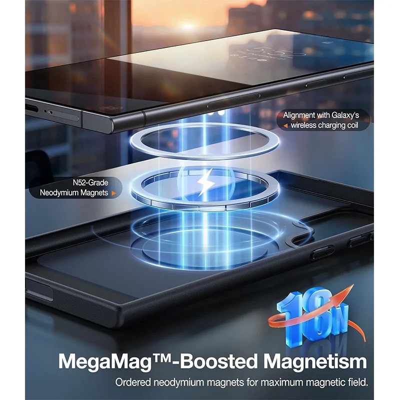 Torras UPRO Pstand Series Magsafe Compatible Phone Case for Samsung Galaxy S24 Ultra - Black