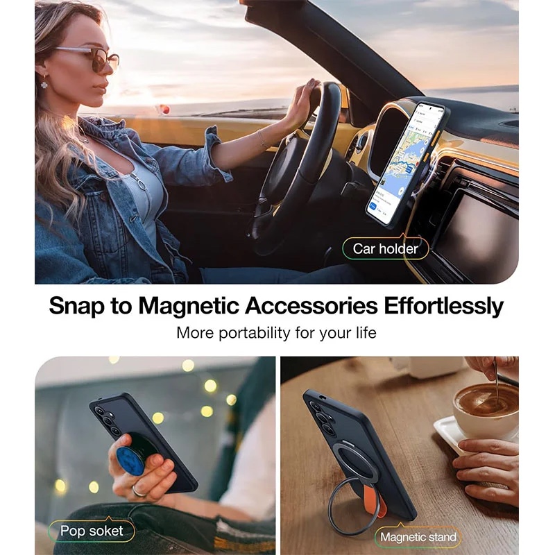 Torras Guardian Magnetic (Magsafe Compatible) Series Phone Case for Samsung Galaxy S24 – Black