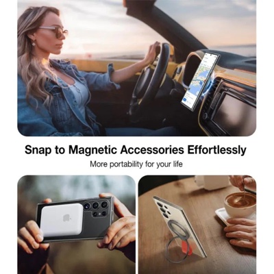 Torras Diamond-Mag Series (MagSafe Compatible) Phone Case for Samsung Galaxy S24 Ultra – Clear