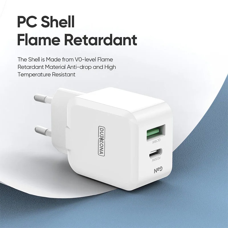 PD 30W 2-Port GaN Fast Charger - T7 - White