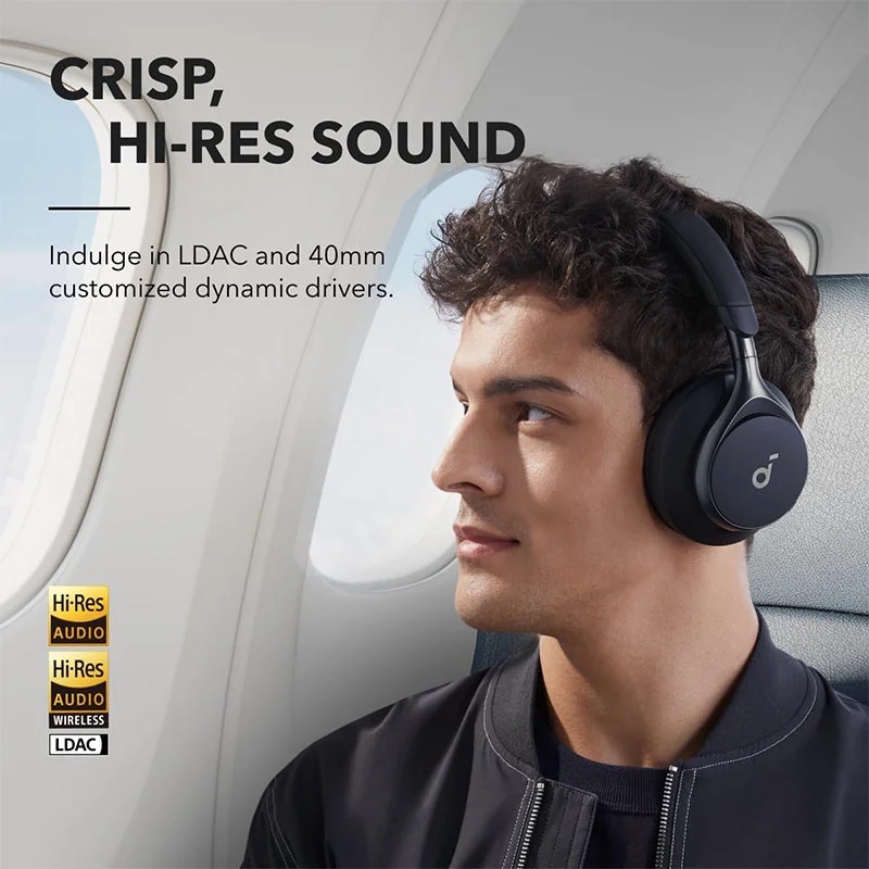 Anker Soundcore Space One Noise Cancelling Bluetooth Headphones with 50H Battery, 40mm Drivers, Hi-Res Audio