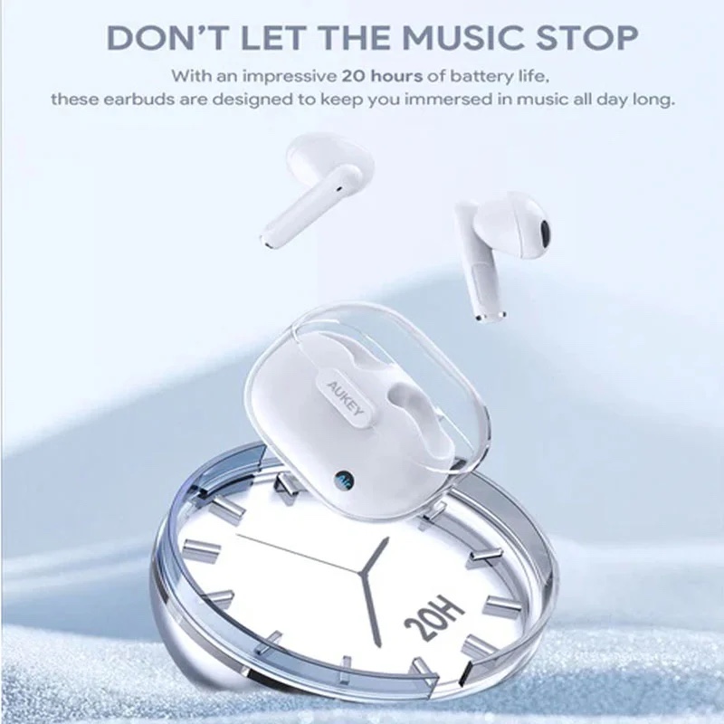 Aukey Wireless Earbud EP-M2 with Bluetooth 5.3 and 13mm Drivers - White