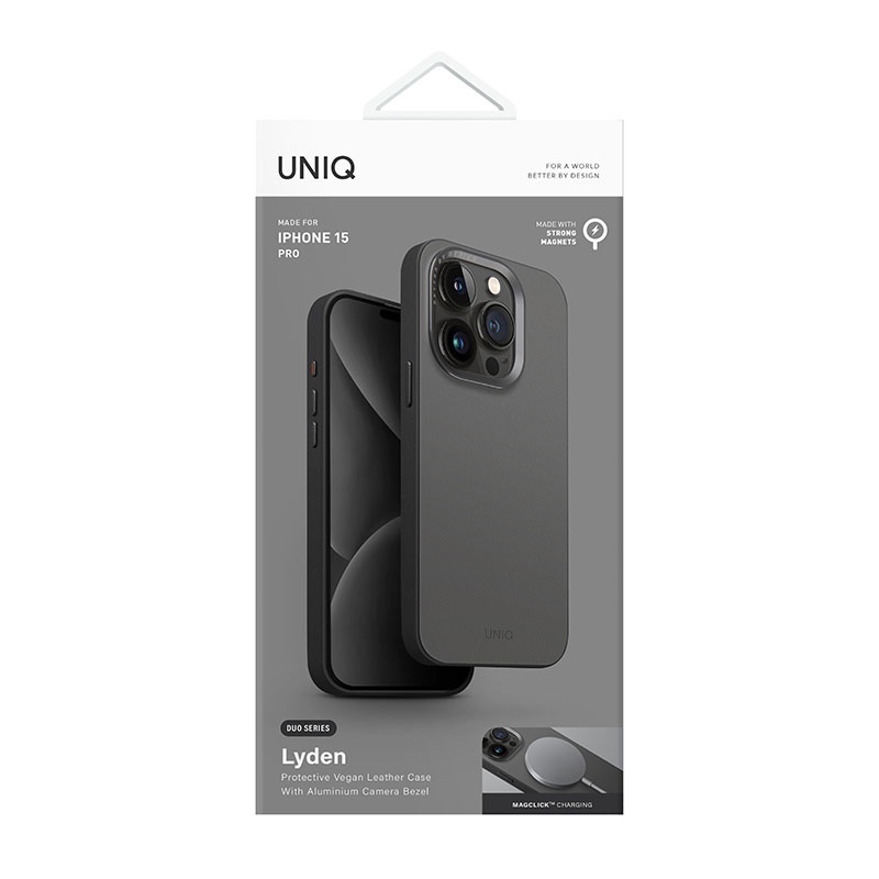 UNIQ Lyden DS MagClick/MagSafe Compatible Case for iPhone 15 Pro – Charcoal/Grey