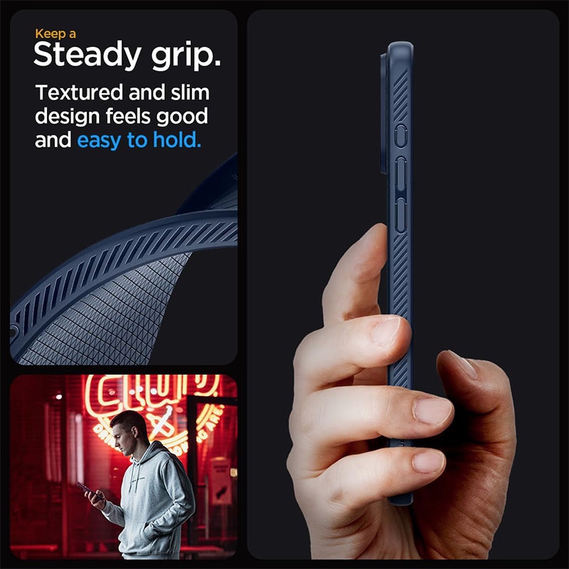 Spigen Liquid Air Phone Case for iPhone 15 Pro – Navy Blue