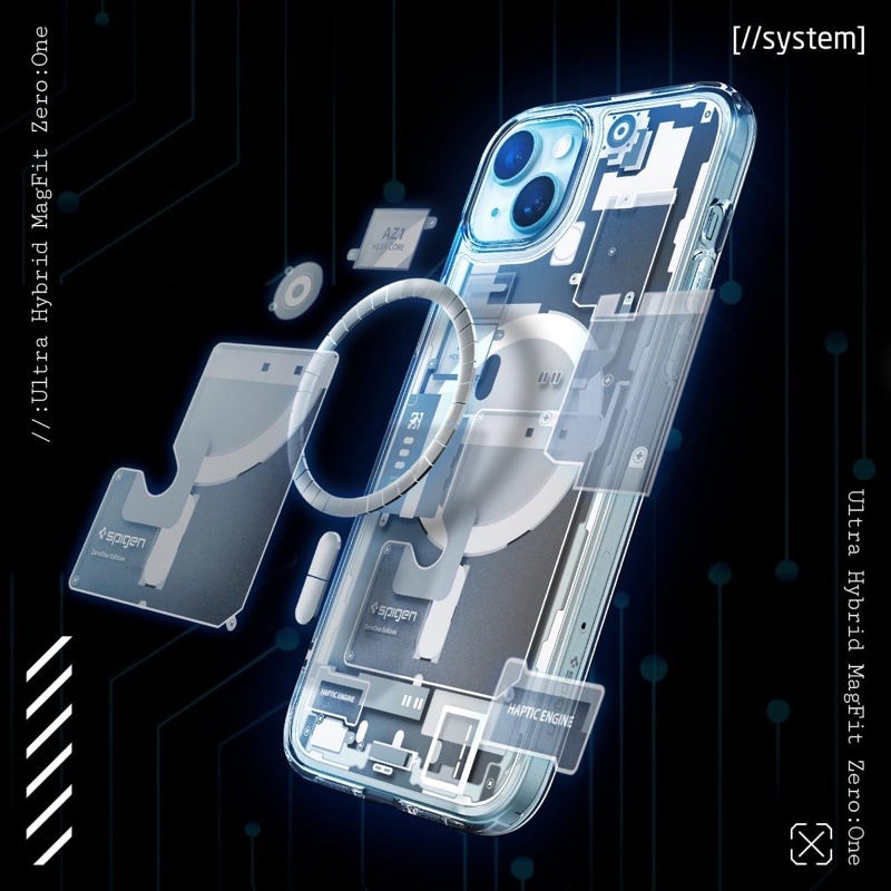 Spigen Ultra Hybrid Magfit MagSafe Compatible Phone Case for iPhone 15 – Zero One White