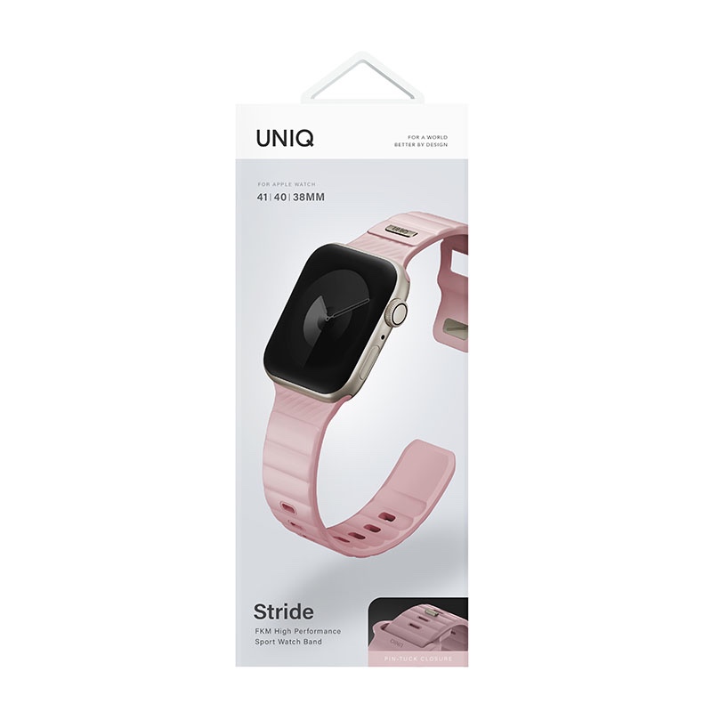 Uniq Stride FKM Tough Rubber Apple Watch Strap for Series 1-10 & SE/SE2 - 41/40/42MM - Pale Pink