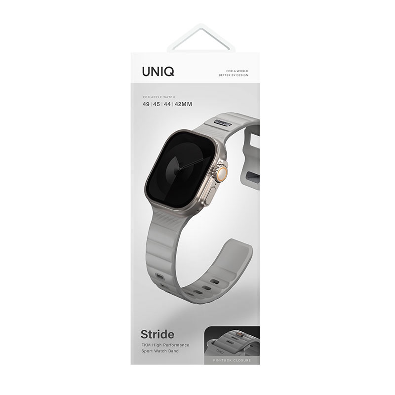 Uniq Stride FKM Tough Rubber Apple Watch Strap for Series 1-10, SE/SE2 & Watch Ultra - 49/45/44/46MM - Chalk Grey