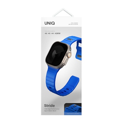 Uniq Stride FKM Tough Rubber Apple Watch Strap for Series 1-10, SE/SE2 & Watch Ultra - 49/45/44/46MM - Cobalt Blue