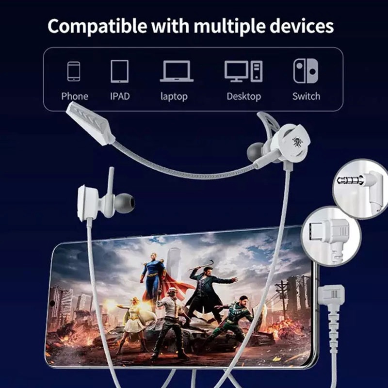 Plextone RX3 PRO Type-C Stereo Wired Gaming Headphones with Dual Microphone - White