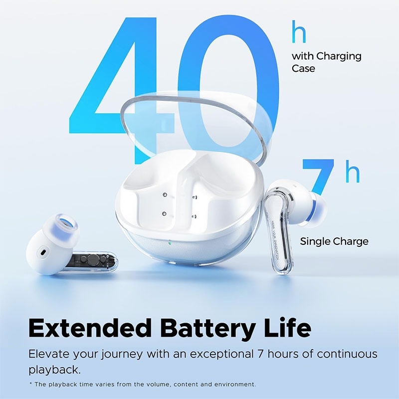 SoundPEATS Clear True Wireless Inexpensive Earbuds, Bluetooth 5.3 12mm, 2 Mic with ENC, Clear Calls with Deep Bass, Game Mode, 40H, IPX4, APP Customize EQ - White