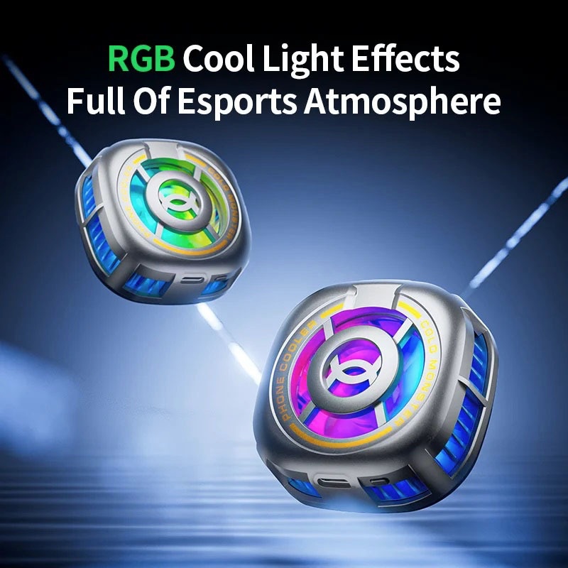 Plextone EX2 Ultra Magnetic Cooling Fan with RGB Light Refrigeration Radiator for Mobile Phones, Tablet