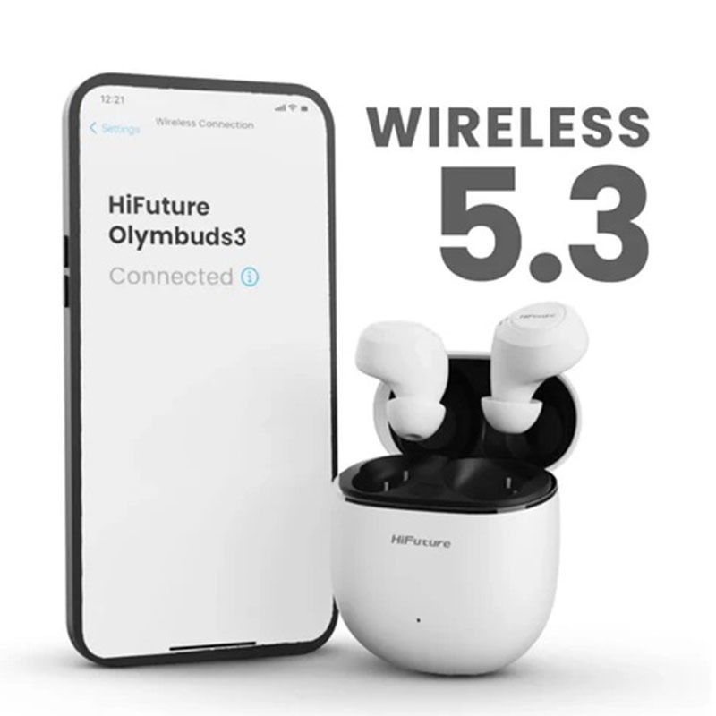Hifuture OlymBuds 3 True Wireless Earphones with Bluetooth 5.3, 25H, 6mm Drivers, Super Bass - Black