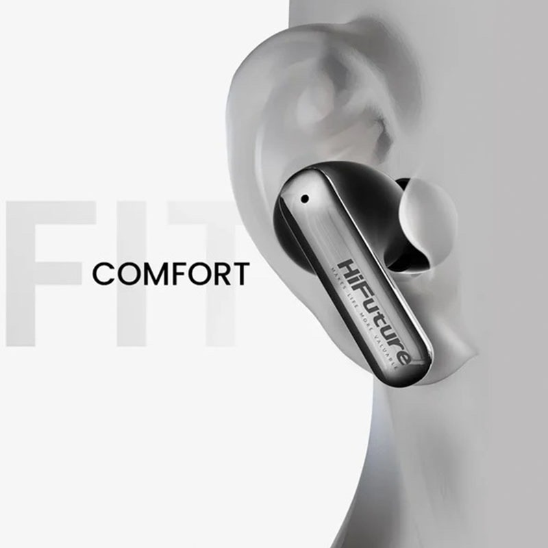 Hifuture SonicAir True Wireless Bluetooth Earphones with Bluetooth 5.3, ENC Noise Cancellation, 4 Microphones, 10mm Drivers - Black