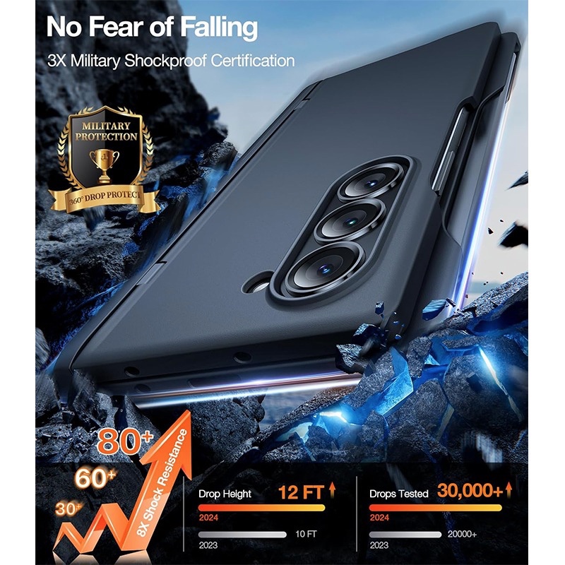 Torras Armor Stand Series Case for Samsung Galaxy Z Fold 6 with S-Pen Slot & MagSafe Compatible – Black