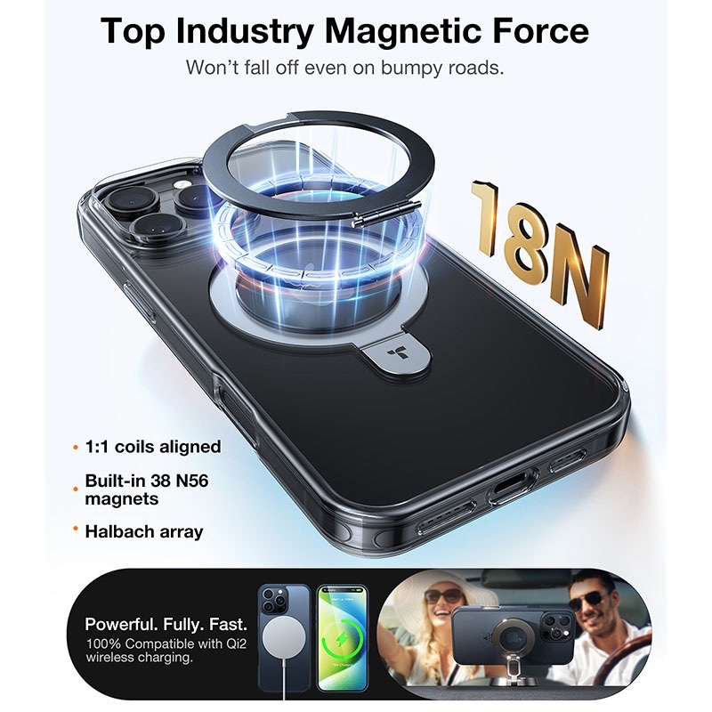 Torras UPRO Ostand Clear Series Magsafe Compatible Phone Case for iPhone 16 Pro Max – Clear