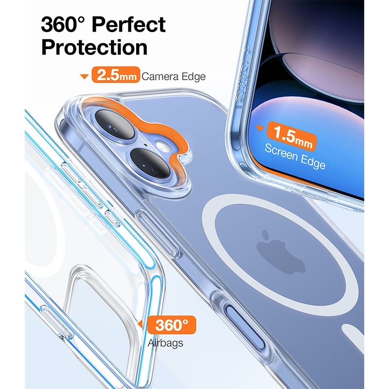 Torras Diamond-Mag Series MagSafe Compatible Case for iPhone 16 – Clear