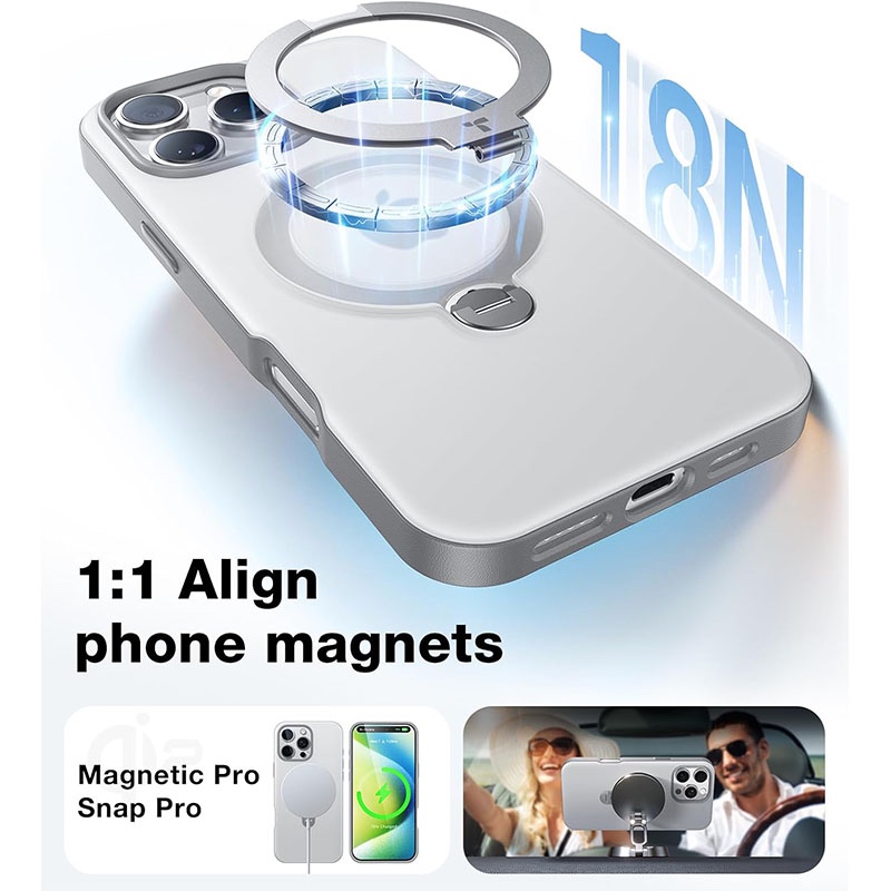 Torras UPRO Ostand Spin Series MagSafe Compatible Case for iPhone 16 Pro Max – Titanium Grey